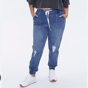 Plus Size Denim Joggers